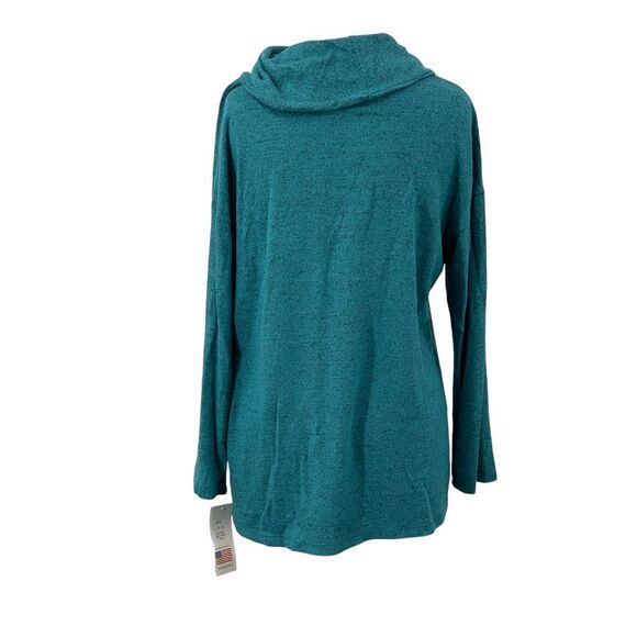 NWT Jess & Jane Teal Cowl Neck Sweater Front Pocket Casual Cozy Tunic Top Size S - Picture 8 of 8